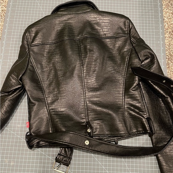 Levi’s black croc faux leather moto jacket - Picture 4 of 15
